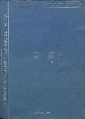 Blackburn Aircraft LTD ASB421 Special Nut WH Tildesley Forging Technical Drawing