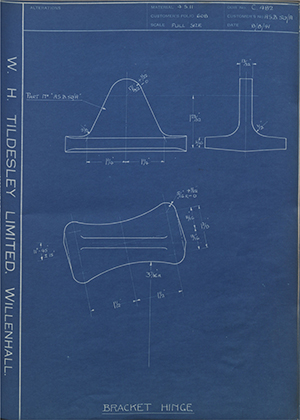 Blackburn Aircraft LTD ASB50/A Bracket Hinge WH Tildesley Forging Technical Drawing