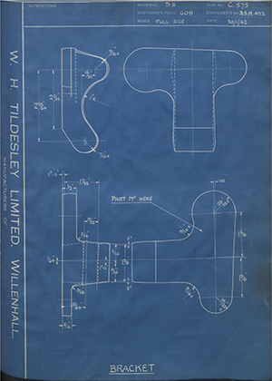 Blackburn Aircraft LTD BSA422 Bracket WH Tildesley Forging Technical Drawing