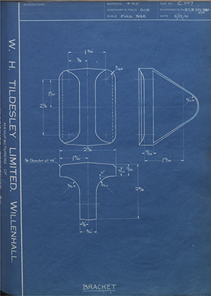 Blackburn Aircraft LTD BSB247-257-270 Bracket WH Tildesley Forging Technical Drawing