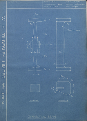 Blackburn Aircraft LTD BSB486 Connecting Beam WH Tildesley Forging Technical Drawing