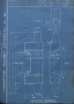 Blackburn Aircraft LTD BST159 Trunnion Bearing WH Tildesley Forging Technical Drawing