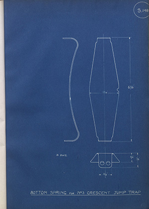 Bottom Spring for No3 Crescent Jump Trap WH Tildesley Forging Technical Drawing