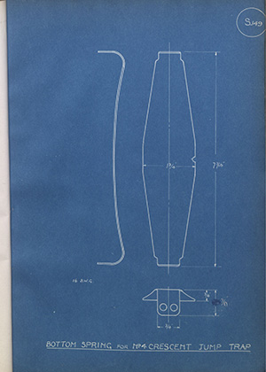 Bottom Spring for No4 Crescent Jump Trap WH Tildesley Forging Technical Drawing