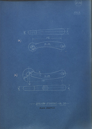 Bradoon Stamping - No38 - Plain Snaffle WH Tildesley Forging Technical Drawing