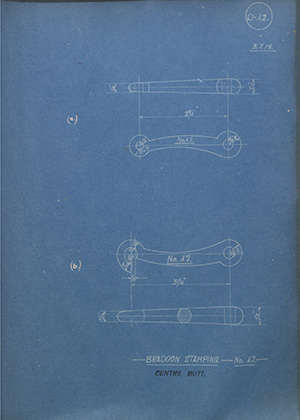 Bradoon Stamping - No42 - Centre Butt WH Tildesley Forging Technical Drawing