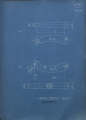 Bradoon Stamping - No73 - Plain Snaffle WH Tildesley Forging Technical Drawing