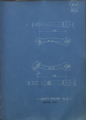 Bradoon Stamping - No76 - Centre Butt WH Tildesley Forging Technical Drawing