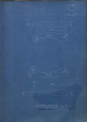 Bradoon Stamping - No80 - Centre Butt WH Tildesley Forging Technical Drawing