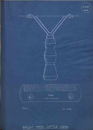 Bright Steel Cattle Comb WH Tildesley Forging Technical Drawing