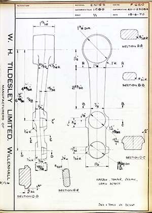 Bristol Cars 411-1-23054  WH Tildesley Forging Technical Drawing