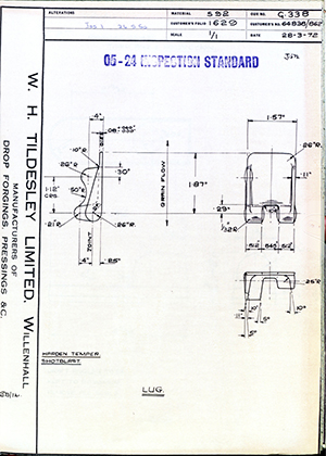 British Aircraft Corporation 64838/862 Lug WH Tildesley Forging Technical Drawing