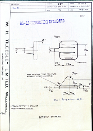 British Aircraft Corporation LJ10916F Bracket Support WH Tildesley Forging Technical Drawing