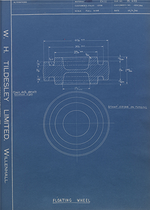 British Oxygen Co LTD 123786 Floating Wheel WH Tildesley Forging Technical Drawing