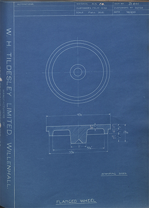 British Oxygen Co LTD 32523 Flanged Wheel WH Tildesley Forging Technical Drawing