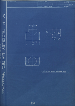 British Oxygen Co LTD DA1483/3 / 56806 Tee WH Tildesley Forging Technical Drawing