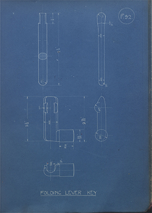 British Oxygen Co LTD  Folding Lever Key WH Tildesley Forging Technical Drawing