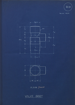 British Oxygen Co LTD S1338/34555 Valve Body WH Tildesley Forging Technical Drawing