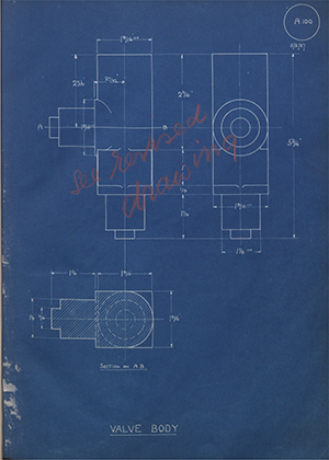 British Oxygen Co LTD  Valve Body WH Tildesley Forging Technical Drawing