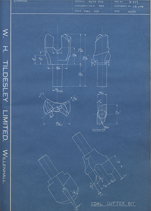 British Ropes LTD CD648 Coal Cutter Bit WH Tildesley Forging Technical Drawing