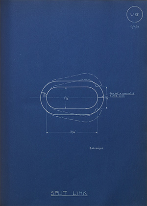 British Ropes Ltd Split Link WH Tildesley Forging Technical Drawing