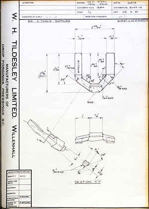 British United Shoe Machinery Co BHSS118 WH Tildesley Forging Technical Drawing