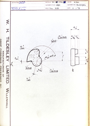 British United Shoe Machinery Co BHSS341 WH Tildesley Forging Technical Drawing