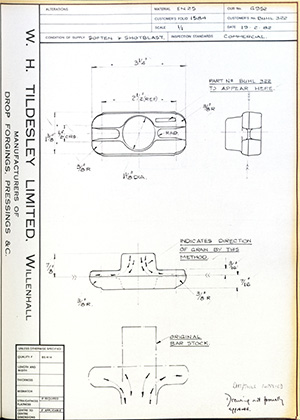 British United Shoe Machinery Co BUHL322 WH Tildesley Forging Technical Drawing