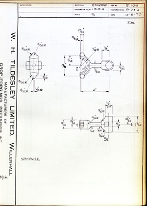 British United Shoe Machinery Co RF719Z WH Tildesley Forging Technical Drawing