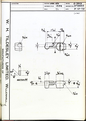 British United Shoe Machinery Co RF955Z WH Tildesley Forging Technical Drawing