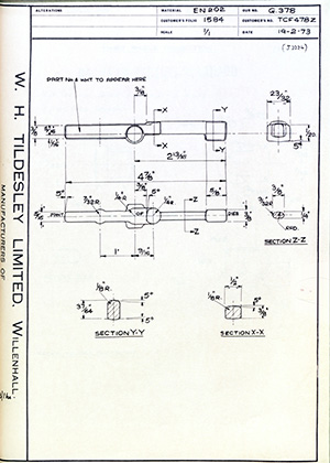 British United Shoe Machinery Co TCF478Z WH Tildesley Forging Technical Drawing