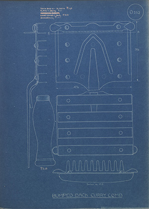 Bumped Back Curry Comb WH Tildesley Forging Technical Drawing