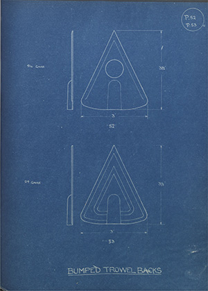 Bumped Trowel Backs WH Tildesley Forging Technical Drawing