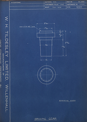 Burman & Sons LTD 1-1270 Driving Gear WH Tildesley Forging Technical Drawing