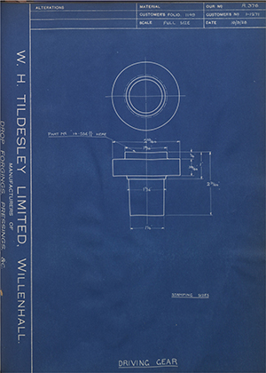 Burman & Sons LTD 1-1271 Driving Gear WH Tildesley Forging Technical Drawing