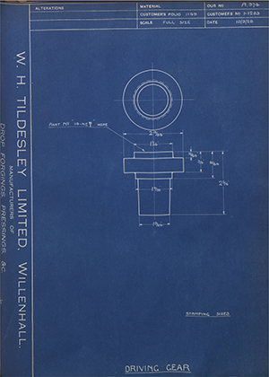 Burman & Sons LTD 1-1283 Driving Gear WH Tildesley Forging Technical Drawing