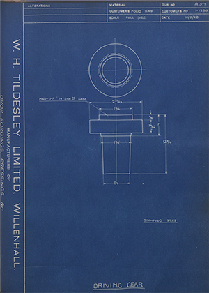 Burman & Sons LTD 1-1289 Driving Gear WH Tildesley Forging Technical Drawing