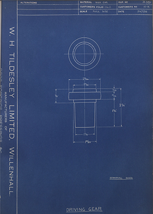 Burman & Sons LTD 15-R Driving Gear WH Tildesley Forging Technical Drawing