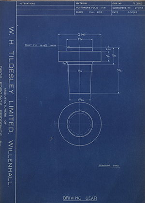 Burman & Sons LTD 2-343 Driving Gear WH Tildesley Forging Technical Drawing