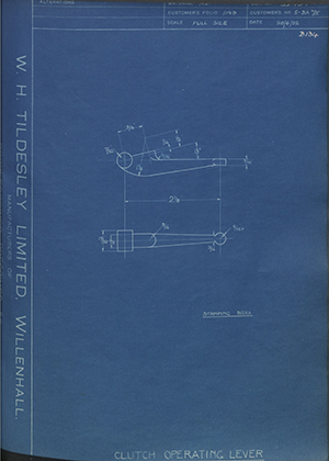 Burman & Sons LTD 5-BA M/IV Clutch Operating Lever WH Tildesley Forging Technical Drawing