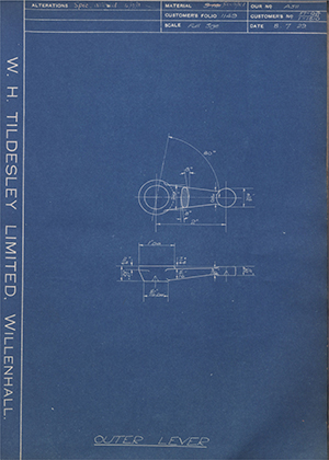 Burman & Sons LTD 57-QM/11 / 1-1510 Outer Lever WH Tildesley Forging Technical Drawing