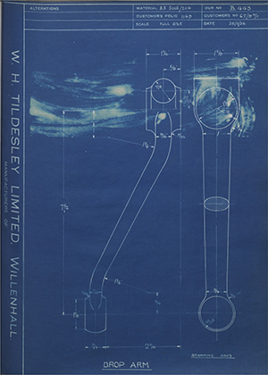 Burman & Sons LTD 6T/9 M/II Drop Arm WH Tildesley Forging Technical Drawing