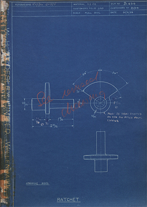 Burman & Sons LTD 8134 Ratchet WH Tildesley Forging Technical Drawing
