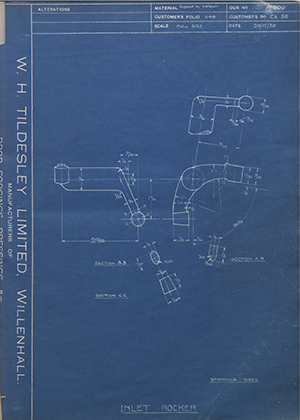 Burman & Sons LTD CX.56 Inlet - Rocker WH Tildesley Forging Technical Drawing