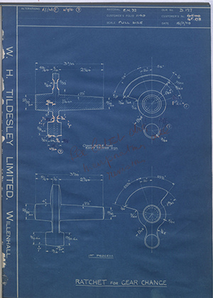 Burman & Sons LTD GT118 / GT178 Ratchet for Gear Change WH Tildesley Forging Technical Drawing