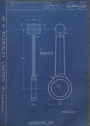 Burman & Sons LTD K.28/4 / M.28 Connecting Rod WH Tildesley Forging Technical Drawing