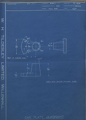 Burman & Sons LTD N8056 Cam Plate Quadrant WH Tildesley Forging Technical Drawing