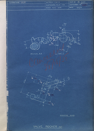 Burman & Sons LTD W23487 Valve Rocker - RH WH Tildesley Forging Technical Drawing