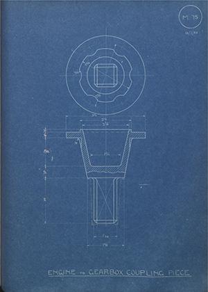 Burton Delingpole & Co Engine to Gearbox Coupling Piece WH Tildesley Forging Technical Drawing