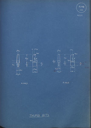 Butler Brothers (Walsall) Ltd Thumb Bits WH Tildesley Forging Technical Drawing